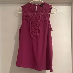 Halogen Sleeveless Pink Blouse with Lace Detail